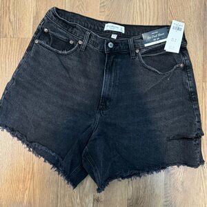 Abercrombie & Fitch Black Frayed Dad Shorts